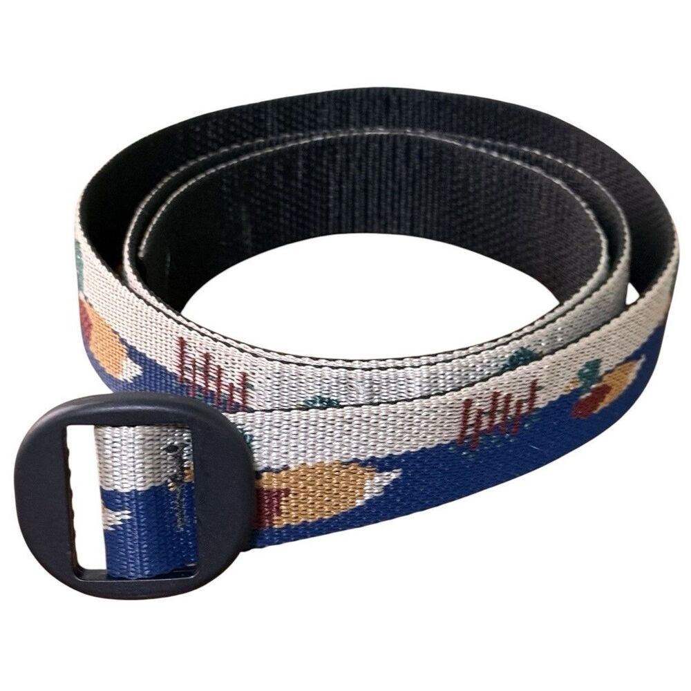 Vintage Mallard Duck Web Belt Canvas Nylon Outdoor Birds Pond 43" Plastic Buckle